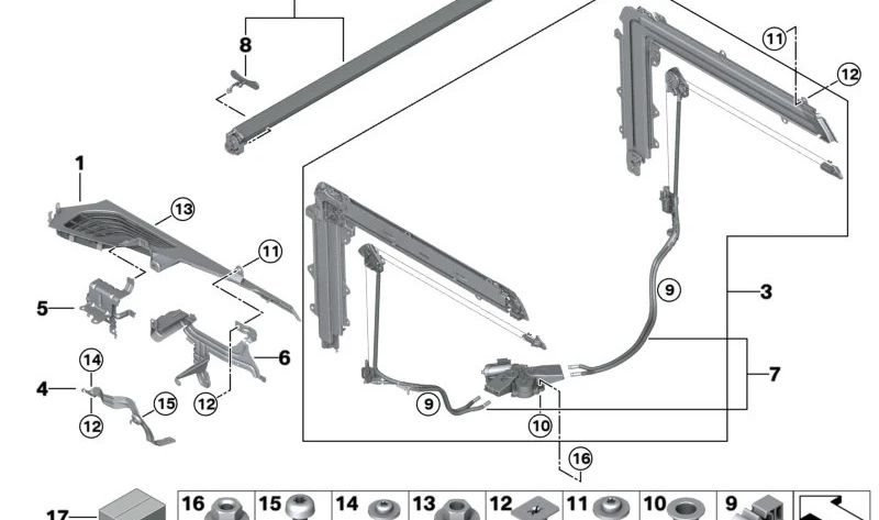 Linke Stütze für BMW X5 F95, G05 (OEM 51477438253). Original BMW