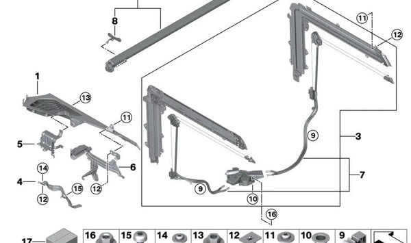 Cortina de protección para el maletero para BMW F95, G05 (OEM 51477481015). Original BMW