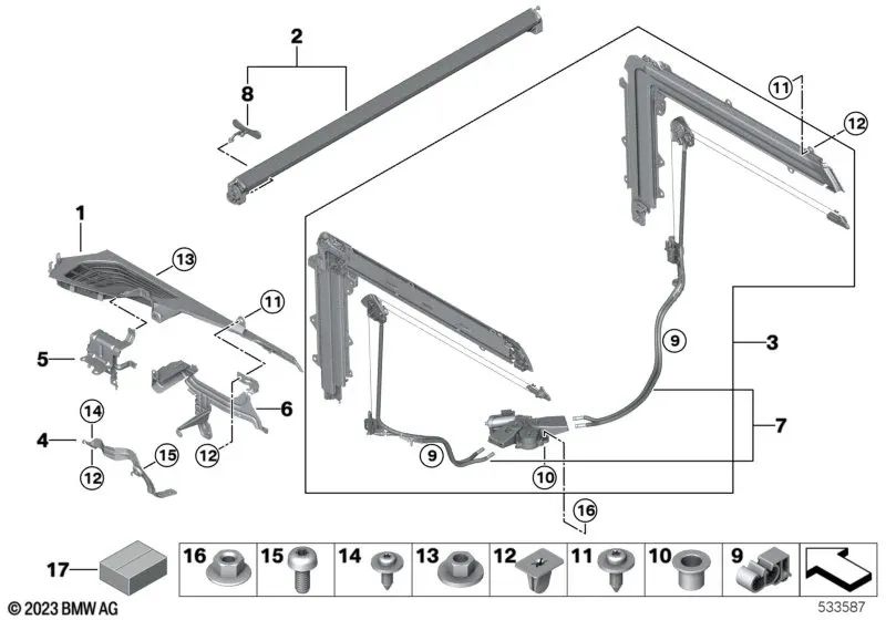 Guía cubierta deslizante para BMW X5 F95, G05 (OEM 51477483960). Original BMW.