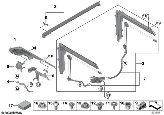 Sliding cover guide for BMW X5 F95, G05 (OEM 51477483960). Original BMW.