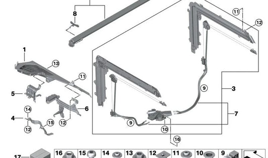 Soporte inferior derecho para BMW X5 F95, G05 (OEM 51477438258). Original BMW