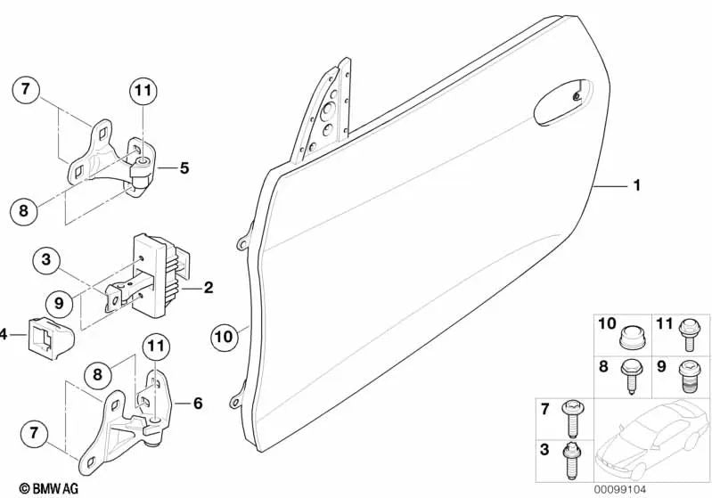 Junta freno de puerta delantera izquierda para BMW Z4 E85, E86 (OEM 51217061599). Original BMW.