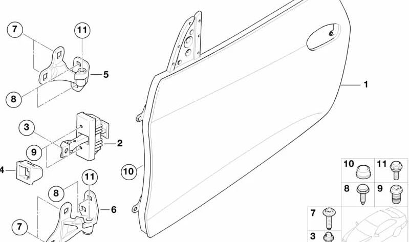 Bisagra de puerta inferior derecha para BMW Z4 E85, E86 (OEM 41517177258). Original BMW