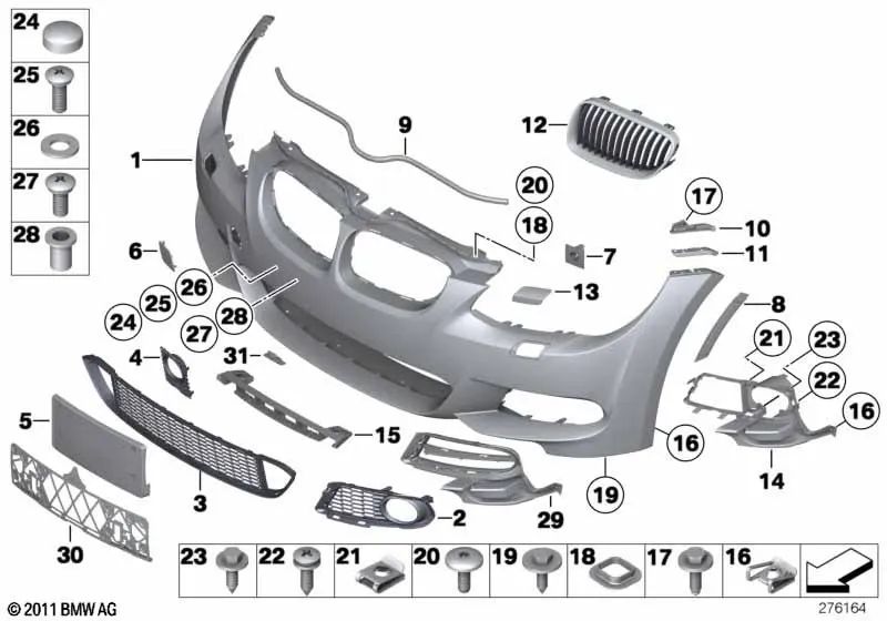 Rejilla lateral derecha para BMW E92N, E93N (OEM 51118038936). Original BMW