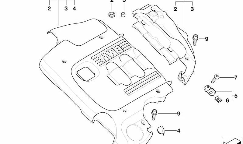 Copertura acustica posteriore OEM 11147787331 per BMW E46, E83. BMW originale.