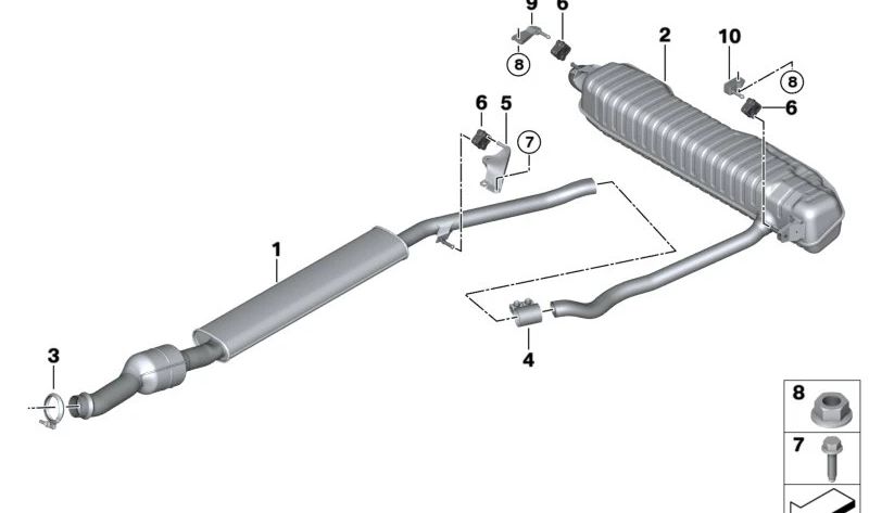 Silenciador de escape para BMW Serie 2 U06, X1 U11 (OEM 18305A24459). Original BMW