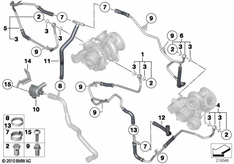 Tubo de retorno para BMW F01, F01N, F02, F02N (OEM 11537562149). Original BMW