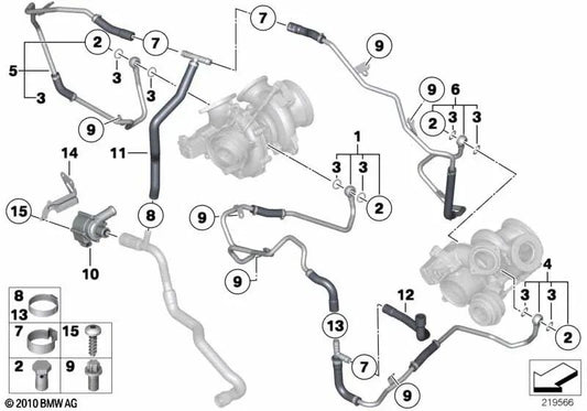 Return pipe for BMW F01, F01N, F02, F02N (OEM 11537562149). Genuine BMW