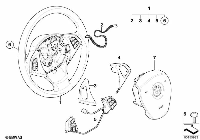 Cubierta de volante derecha para BMW X3 E83N (OEM 32303455490). Original BMW