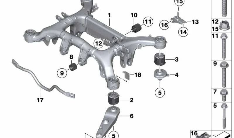 Pieza de Amortiguación para BMW Serie 7 F01, F02 (OEM 33316795683). Original BMW