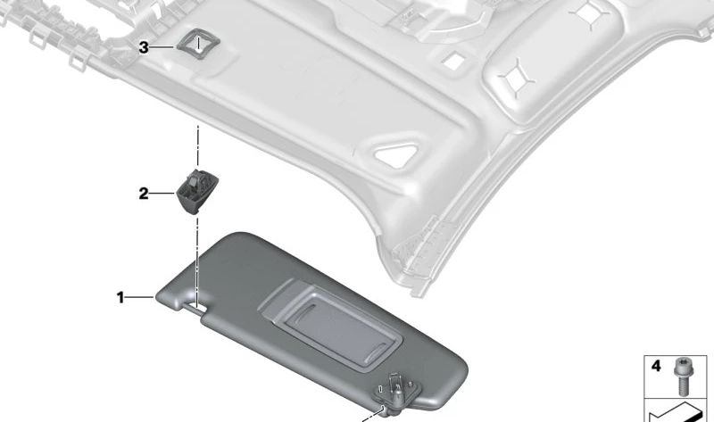 Parasolo destro per la serie BMW 7 G70 (OEM 51169882070). BMW originale