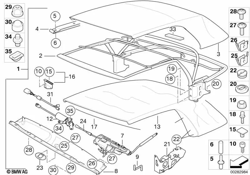 Correa de amarre izquierda para BMW Serie 3 E46 (OEM 54318268975). Original BMW