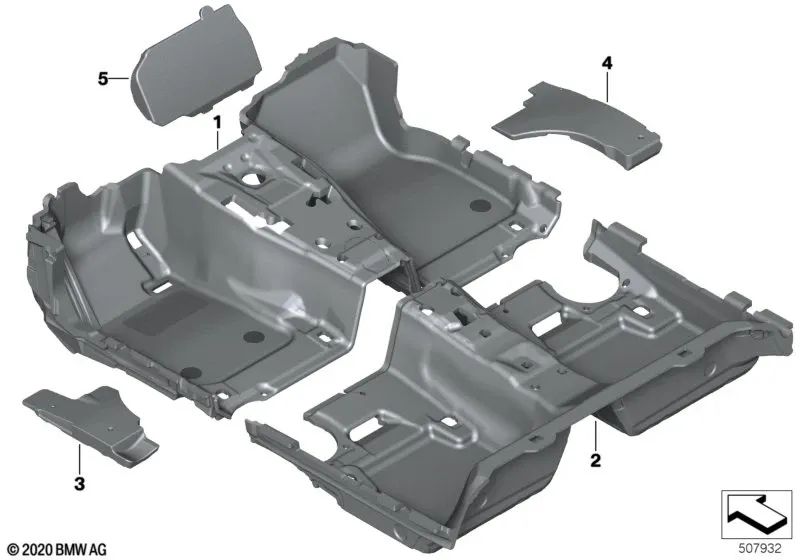 Revestimiento del suelo delantero para BMW Serie 4 G26 (OEM 51479500359). Original BMW