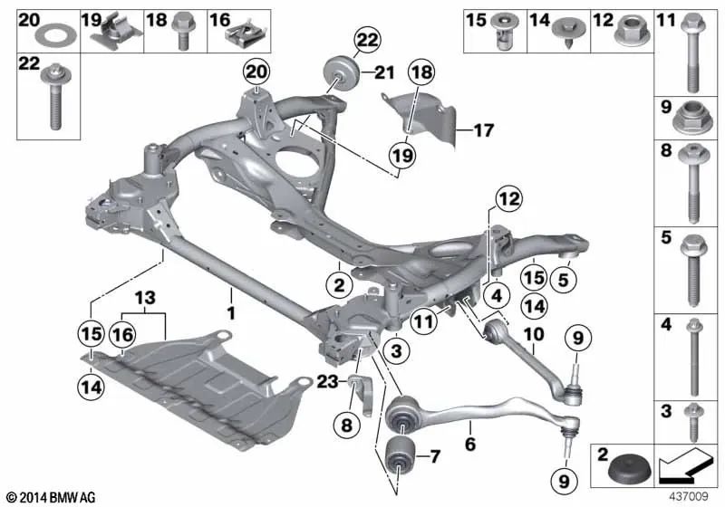 Biela de control derecha para BMW F20, F21, F22, F23 (OEM 31106857330). Original BMW