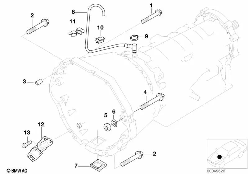 Soporte para manguera para BMW E34, F10N, F11N, F01, F01N, F02, F02N, E53 (OEM 35411160241). Original BMW.