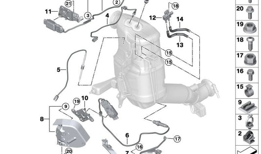 Sensor NOX para BMW U06, G20, G21, G15, U11, G05, G06, G07 (OEM 13628476455). Original BMW.