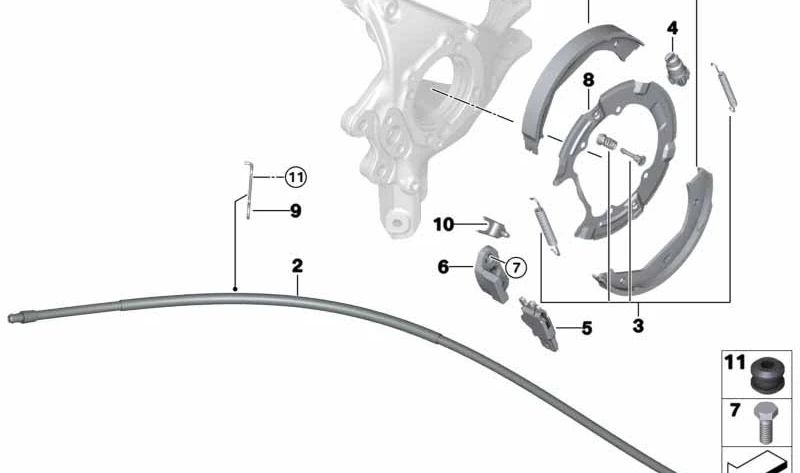 Handbremsseilhalterung für BMW E81, E82, E87, E88, F87, E90, E91, E92, E93, F80, F82, F83, E84 (OEM 34416769077). Original BMW