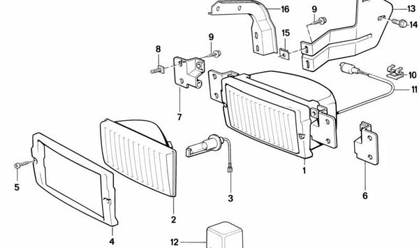 Faros antiniebla izquierdo para BMW Serie 6 E24, Serie 7 E23 (OEM 63171375041). Original BMW