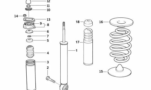 Damper posteriore per la serie BMW 3 E36 (OEM 3352227488). BMW originale