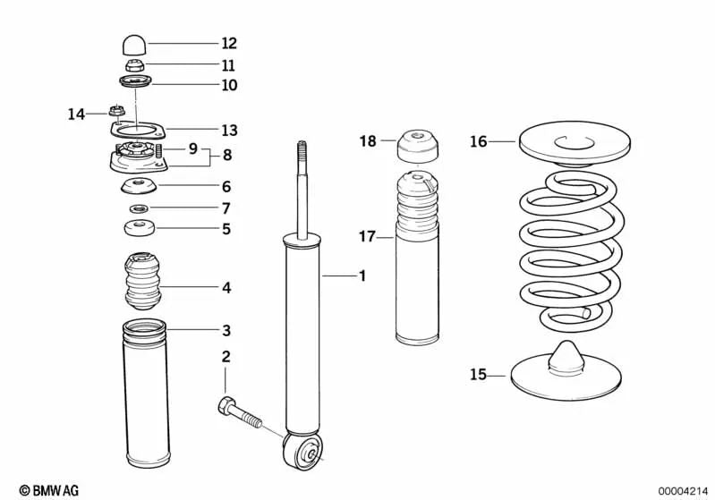 Rear shock absorber for BMW 3 Series E36 (OEM 33521092918). Original BMW.