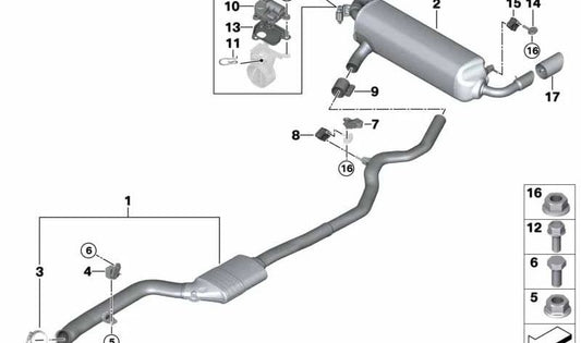 Soporte del sistema de escape trasero para BMW Serie 3 G20, G20N, G21N, Z4 G29 (OEM 18208684861). Original BMW