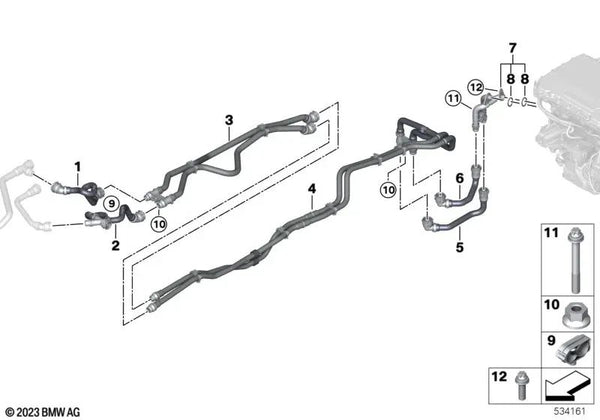 Tubo de retorno para BMW Serie 5 G60, G61, G68 Serie 7 G70 (OEM 17128490269). Original BMW