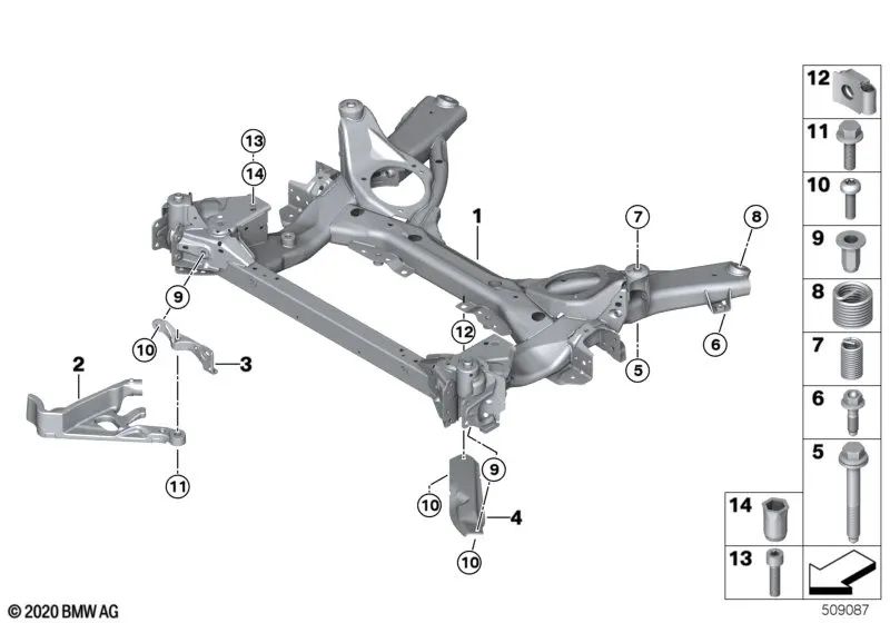 Vorderachsträger for BMW 4 Series G22, G23 (OEM 31106888478). Genuine BMW.