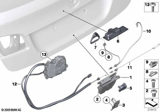 Automatischer Kofferraumschließantrieb für BMW 5er F10, F18 (OEM 51247273752). Original BMW.