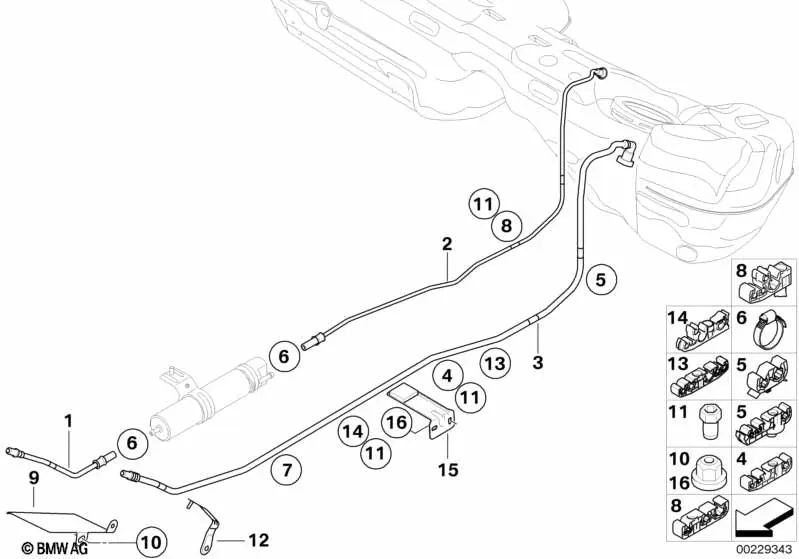 Soporte para BMW E81, E82, E87, E88, E90, E91, E92, E93, E84 (OEM 16127181073). Original BMW