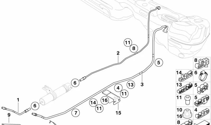 Clip de Conducción para BMW Serie 3 E90N, E91N, E92N, E93N, X1 E84 (OEM 16127251304). Original BMW