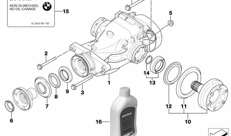 Brida de salida diferencial OEM 33131214751 para BMW E81, E82, E87, E88, E46, E90, E91, E92, E93, E84, E83, E85. Original BMW.