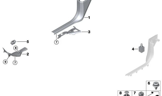 Rechte vordere Seitenplatte OEM 51436926686 für BMW (kompatible Modelle: E90, E91, E92, E93). Original BMW.