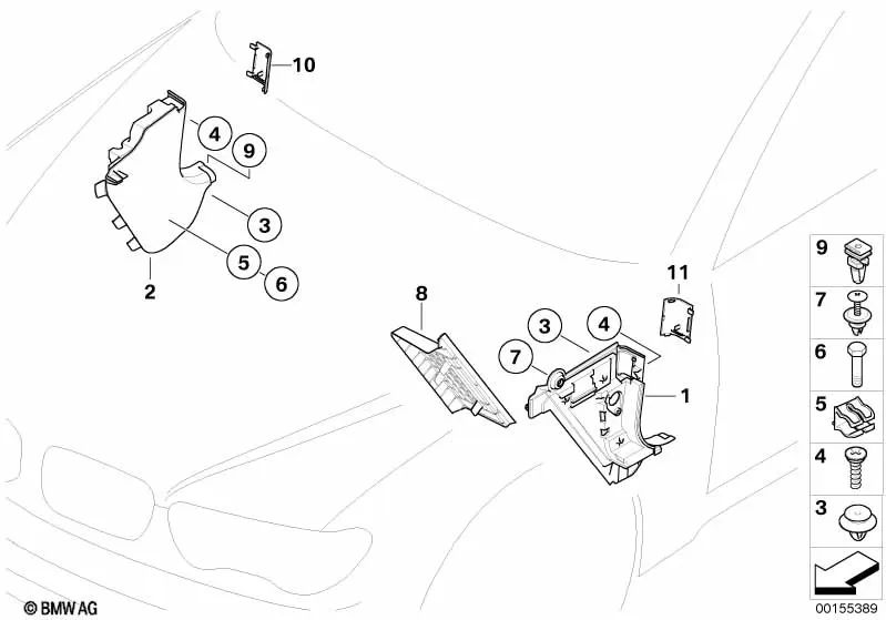 Right front side trim for BMW 7 Series E65, E66 (OEM 51437013804). Genuine BMW