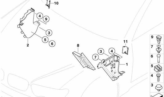 Revestimiento lateral delantero izquierdo para BMW E65, E66 (OEM 51437013807). Original BMW