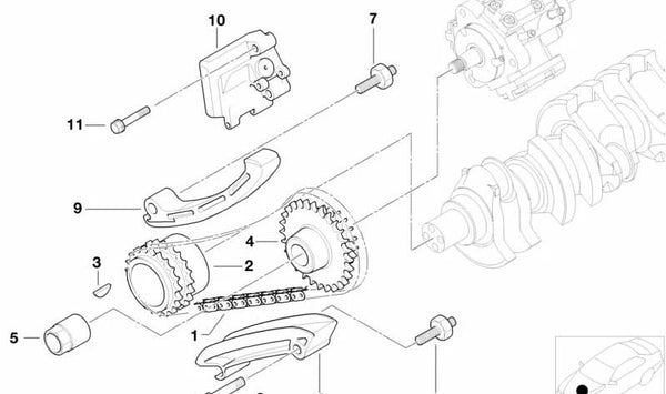 Engranaje Cigüeñal para BMW Serie 3 E46, Serie 5 E39, Serie 7 E38, X5 E53 (OEM 11212247303). Original BMW