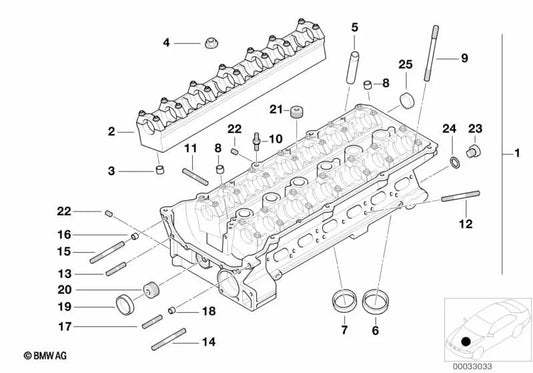 Zylinderkopf mit Lagerbaugruppen für BMW E36, E34 (OEM 11121748391). Original BMW