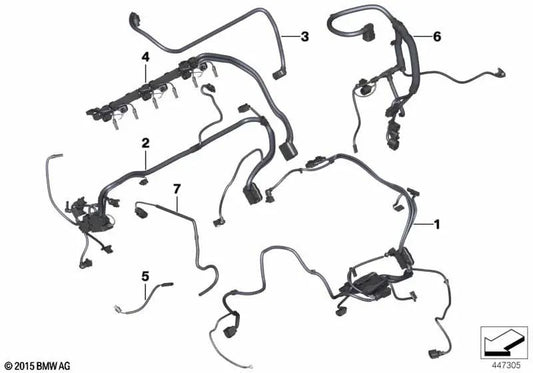 Engine wire harness for BMW E84, F25, F26 (OEM 12517619137). Genuine BMW