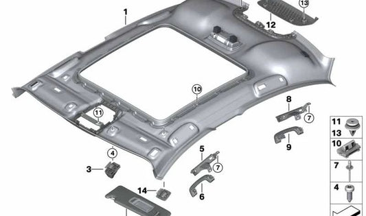 Left sun visor OEM 51167411751 for BMW 1 Series Sedan (F52). Original BMW.