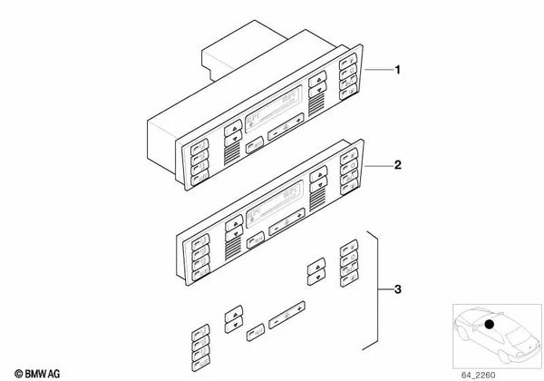 Unidad de Control del Climatizador Automático para BMW Serie 5 E39 (OEM 64116902544). Original BMW