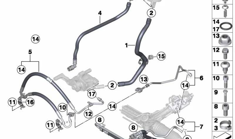 Tubería de Retorno para BMW F10, F06, F12, F13 (OEM 32412284415). Original BMW