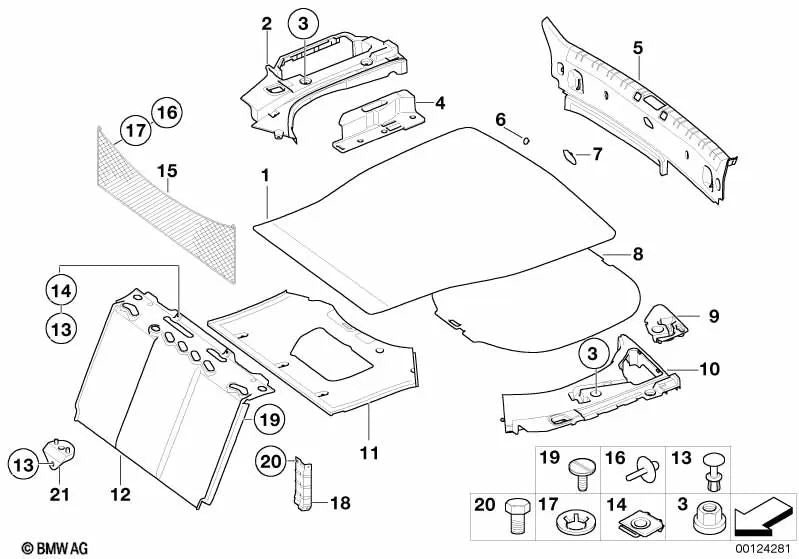 Revestimiento Pared de Separación Maletero para BMW E65, E66 (OEM 51477149205). Original BMW.