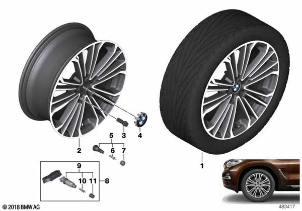 Rueda ligera de aleación Ferricgrey para BMW X3 G01, G08 X4 G02 (OEM 36116877331). Original BMW