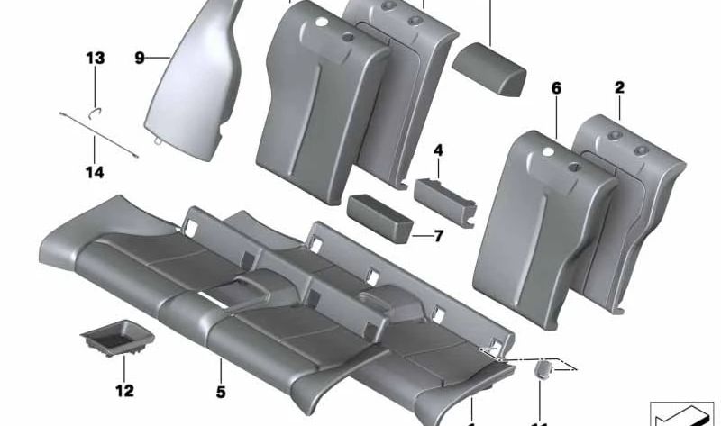 Funda respaldo de cuero derecho OEM 52207348858 para BMW F22. Original BMW.