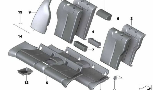 Funda Respaldo de Cuero Derecho para BMW Serie 2 F87N (OEM 52208074072). Original BMW