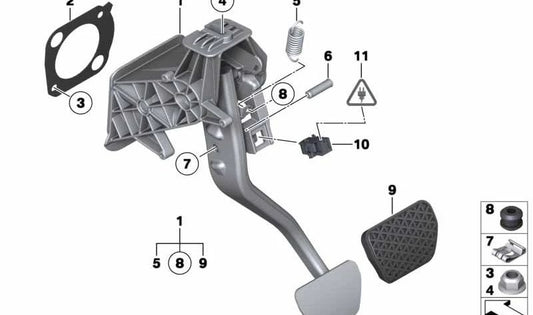 Pedal de freno completo OEM 35006794925 para BMW E70, E71. Original BMW.