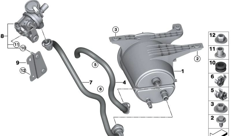 Soporte para BMW Serie 5 G31N, X5 G05 (OEM 16139494304). Original BMW