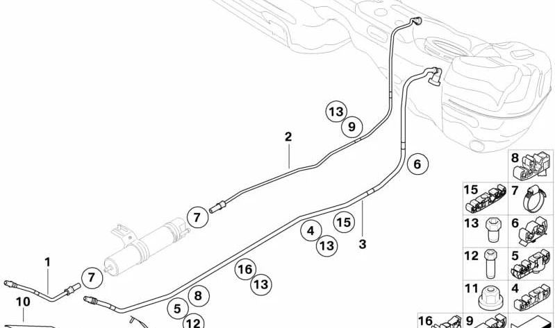 OEM -Kraftstoffrücklaufrohr 16127313792 für BMW E90, E91. Original BMW