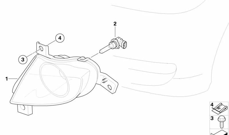 Antiniebla izquierdo para BMW E90N, E91N (OEM 63177199893). Original BMW