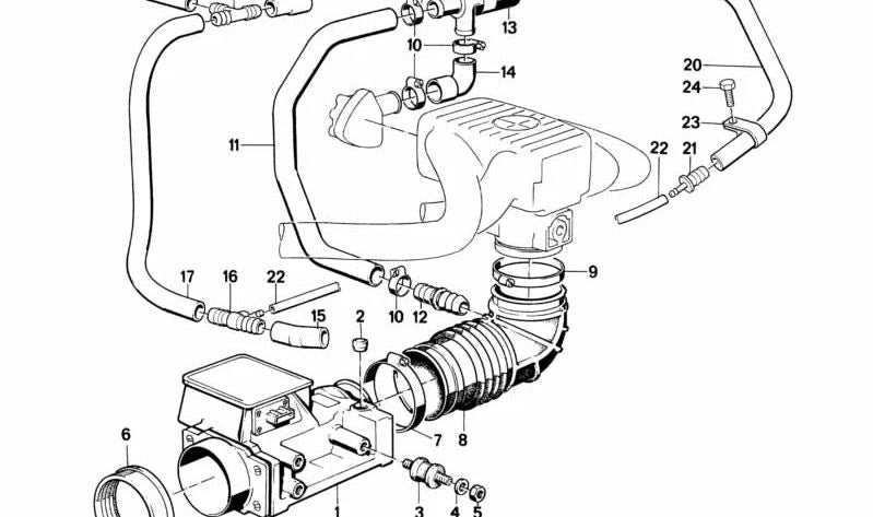 Manguito de admisión OEM 11611289201 para BMW E28, E30. Original BMW.