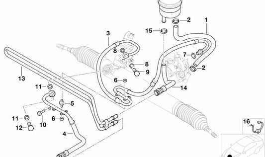 Tubo de presión para BMW E46 (OEM 32416777273). Original BMW